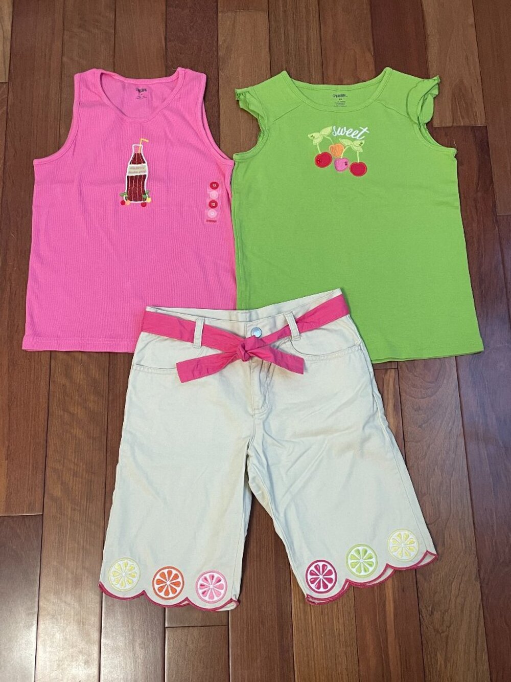 Gymboree Cherry Baby tops/ citrus bermuda shorts size 12